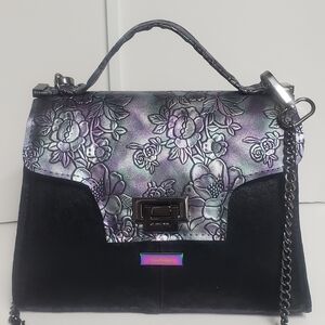 Handmade Iridescent Floral Top-Handle Shoulder Bag. Berkin Inspired.